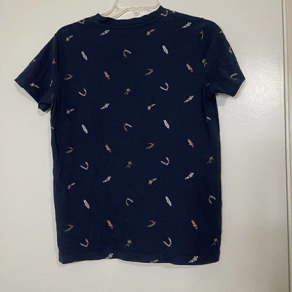 ROOTS Short sleeve crew neck navy blue surfers print logo shirt size small - Picture 5 of 5